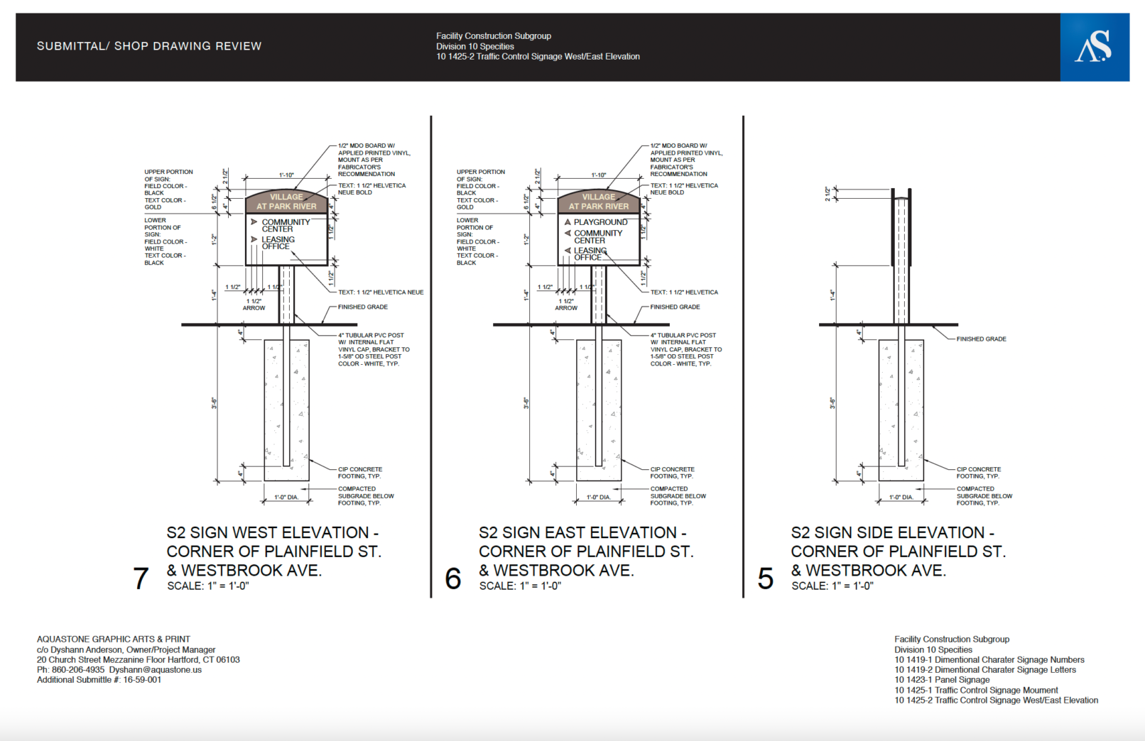 Traffic Control Signage East-West Elevation